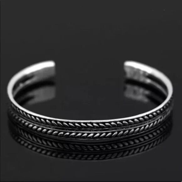 Vintage style 925 sterling silver cuff bracelet Unisex - Picture 6 of 16